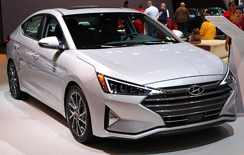 Hyundai Elantra in a showroom