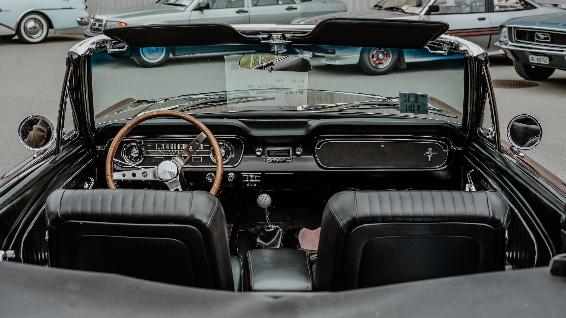 interior of a vintage convertible car