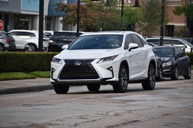 White Lexus NX on a street